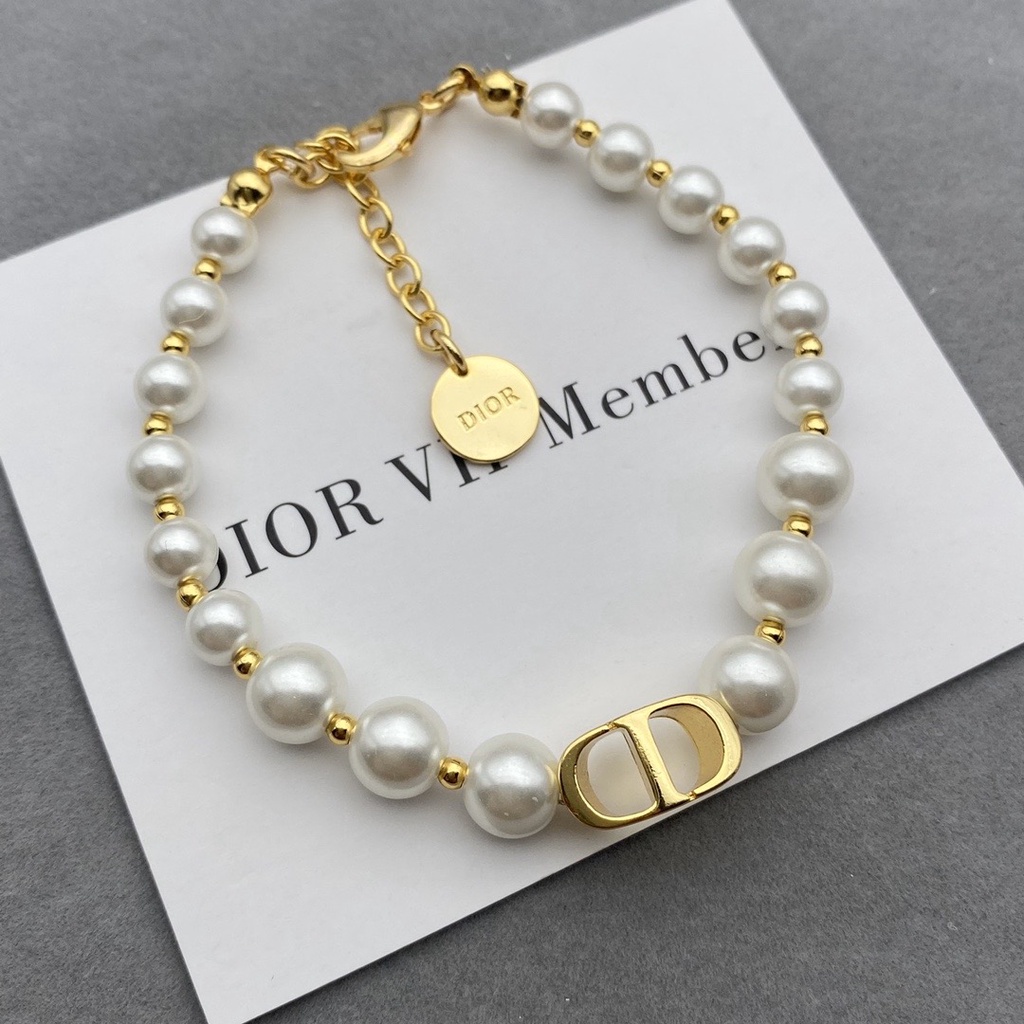 Set Vòng Cổ/Vòng Tay Dior Đính Ngọc Trai Thanh Lịch Thời Trang