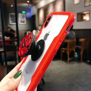 ỐP KÍNH KÈM POPSOCKET ĐÁ HOA SANG CHẢNH - CHO IPHONE