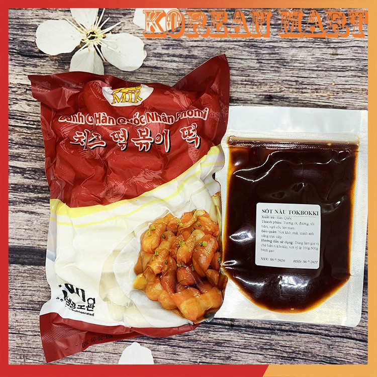 Combo 500g bánh gạo nhân phô mai Mir gói đỏ + 100g sốt nấu tokbokki