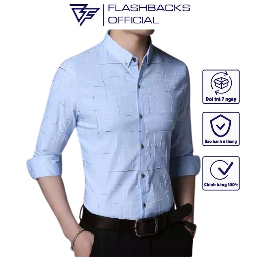 Áo Sơ Mi Nam FLASHBACKS Dài Tay - Sọc Kẻ Trẻ Trung - Form Body Hàn Quốc Siêu Lịch Lãm - SM00016