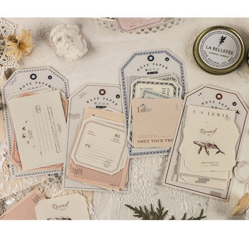 Giấy note thẻ Card Phong cách vintage DecorMe Ghi Chú 4 Ngày Đáng Yêu Trang trí sổ tay bullet journal STKTH