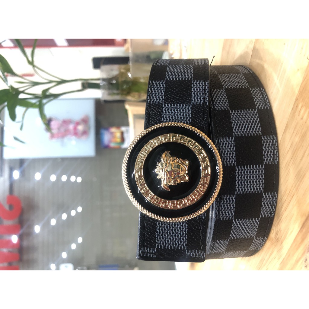 Dây lưng ( Caro đen - mặt VS đen ) Thắt lưng da cao cấp hàng hiệu