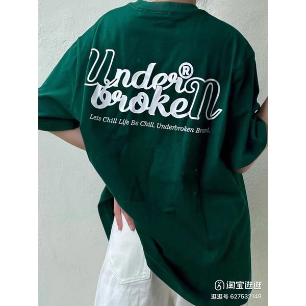 Áo Phông Under Broken Unisex Màu Xanh Đậm