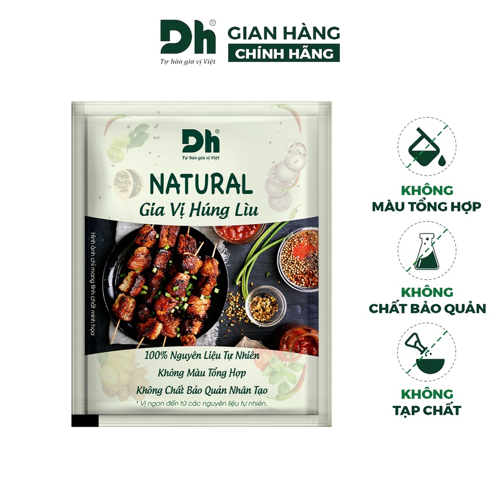 Gia vị húng lìu Natural DH Foods nêm sẵn thành phần tự nhiên gói 10gr