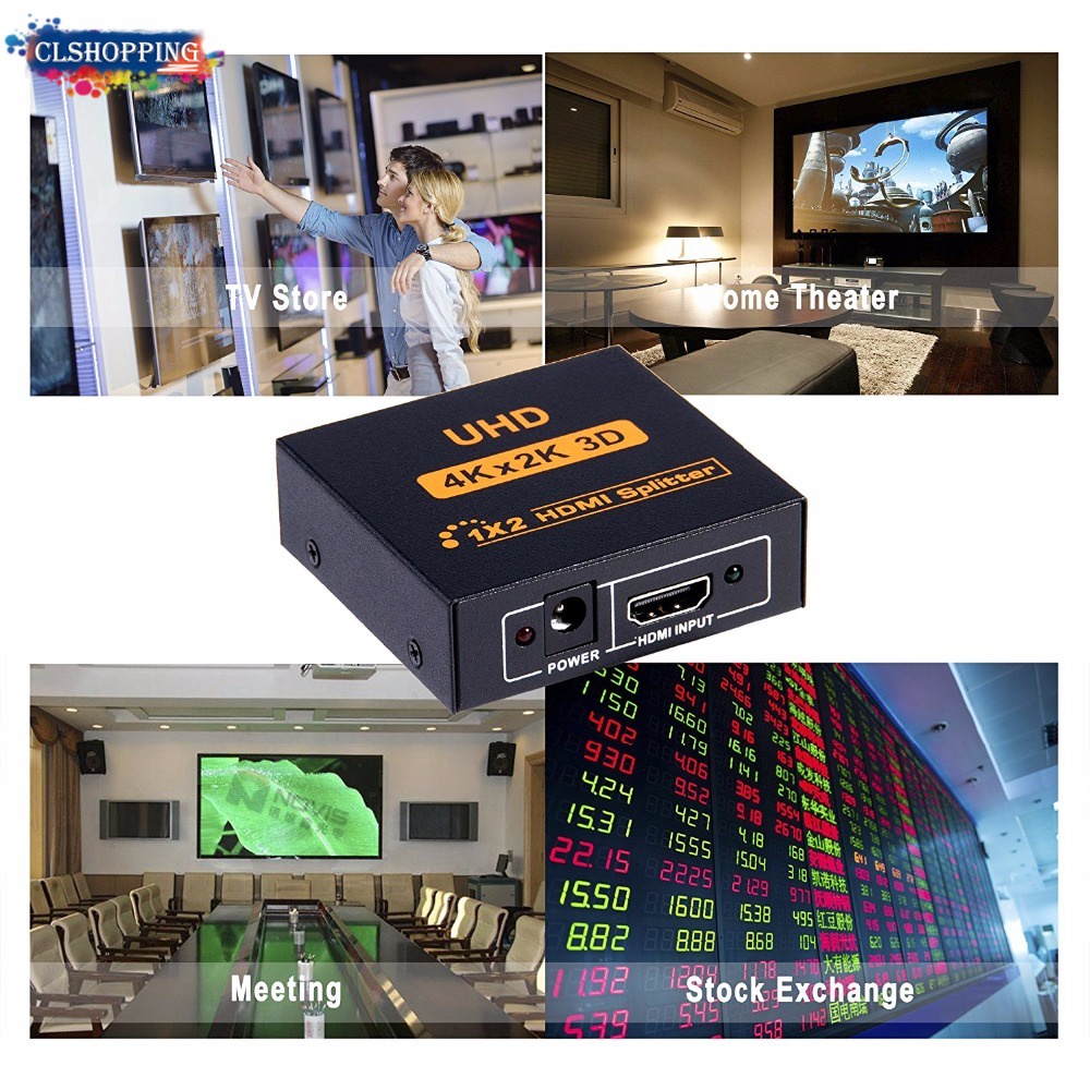 4K HDMI Splitter Full HD 1080p Video HD Switch Switcher 1X2 1X4 Dual Display