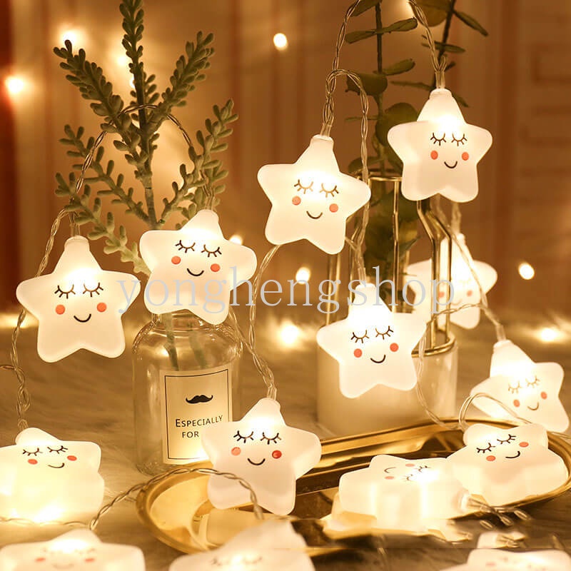 Dây Đèn LED 10 Bóng Hình Trăng Sao Đám Mây Dễ Thương Sáng Tạo Trang Trí Tiệc