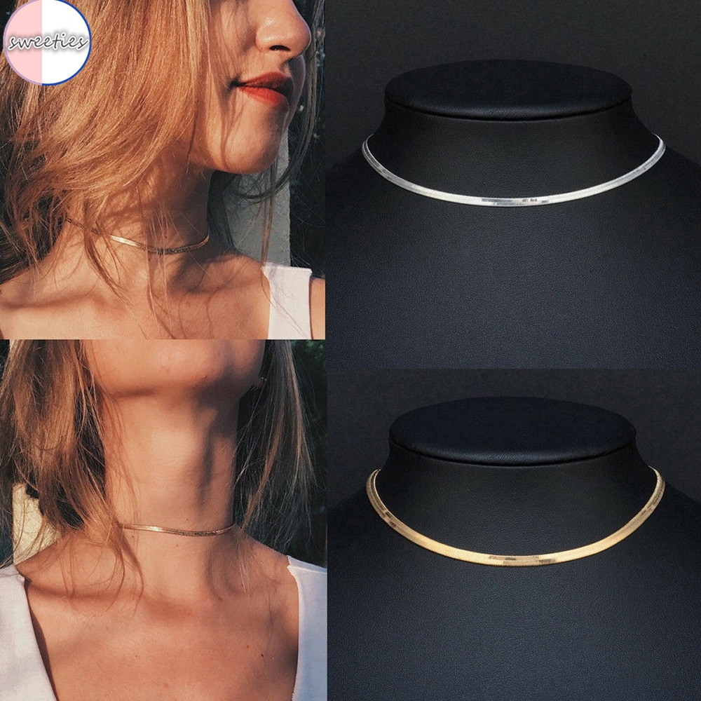 Vòng cổ choker mạ bạc 925 phong cách thời trang đơn giản dành cho nữ