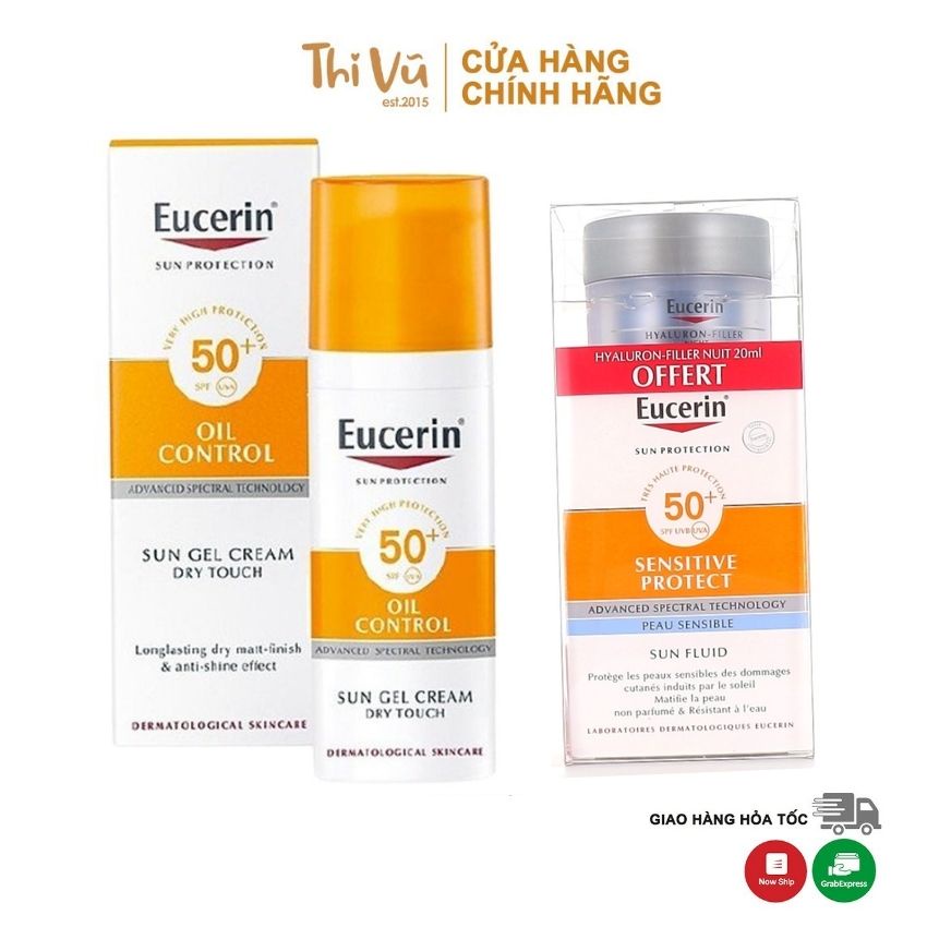 Kem chống nắng Eucerin Sun Gel Creme Oil Control Dry Touch SPF 50+ da dầu nhạy cảm bóng nhờn - Thi Vũ