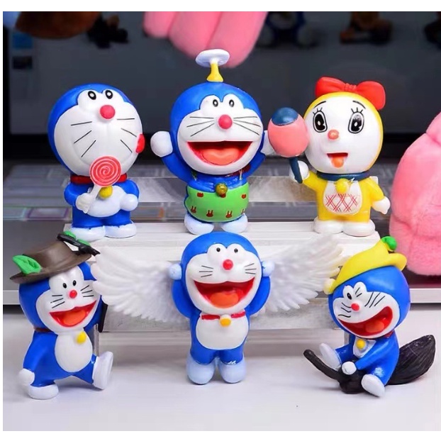 Mô Hình 6 Nhân Vật Doraemon, Doraemi 6 Tư Thế Khác Nhau, Decor Trang Trí, Bộ Sưu Tập Nhân Vật