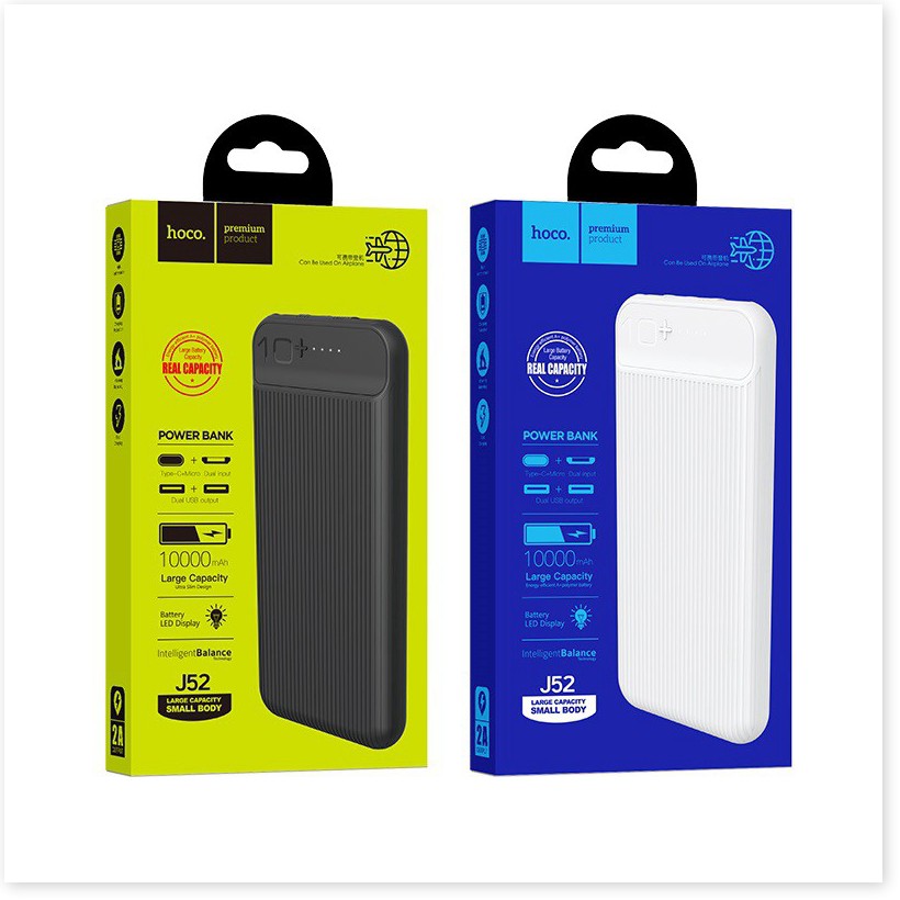 Pin sạc dự phòng Hoco J52 2 cổng ra USB dung lượng 10000mAh có đèn LED hiện thị pin - MrPhukien