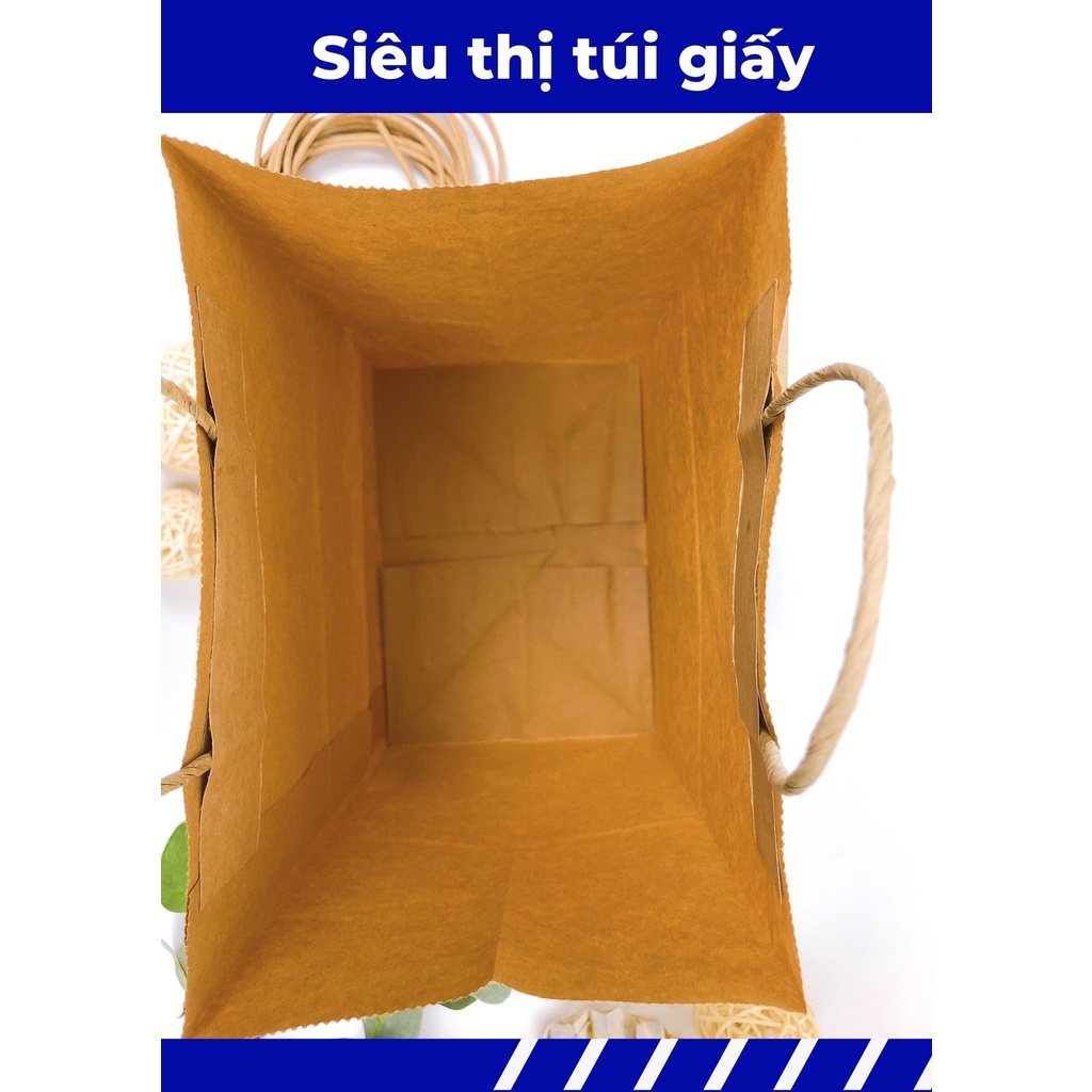 COMBO 50 CHIẾC TÚI GIẤY KRAFT S14: 21.5x15x30cm CÓ QUAI ( ẢNH THẬT)