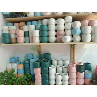 Chậu cây mini decal, chậu cây Bát Tràng