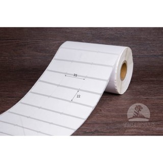 Giấy decal in nhiệt, in mã vạch khổ 35mm x 22mm (3 hàng) - cuộn 30m (3500 tem) và cuộn 50m (6000 tem)