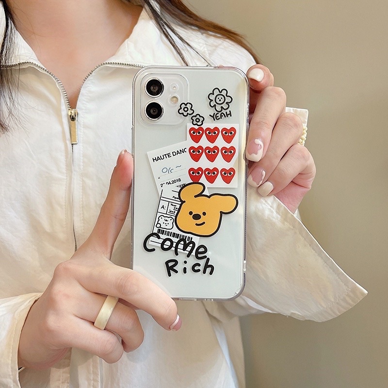 (SIÊU RẺ) Ốp lưng iphone trong gấu nâu come rich trái tim 7plus/8/8plus/x/xr/xs/11/12/13/pro/max/plus/promax