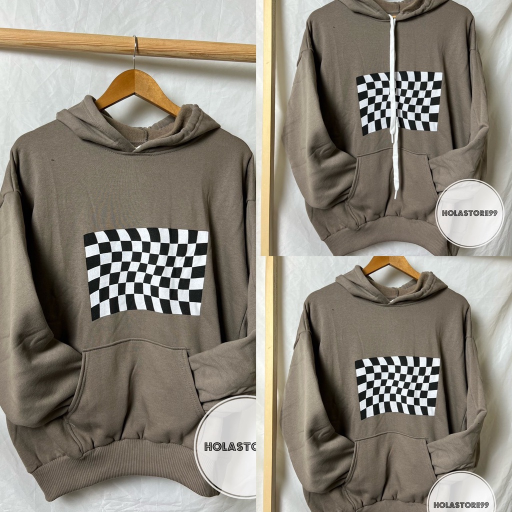 Áo hoodie nữ in hình QR chất nỉ thu đông form rộng màu nâu cá tính đi chơi đi học | BigBuy360 - bigbuy360.vn