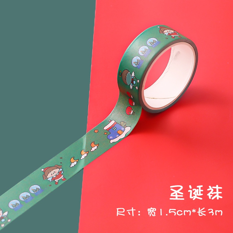 Cuộn băng dán washi trang trí họa tiết Giáng Sinh độc đáo dành cho sổ tay sổ lưu niệm