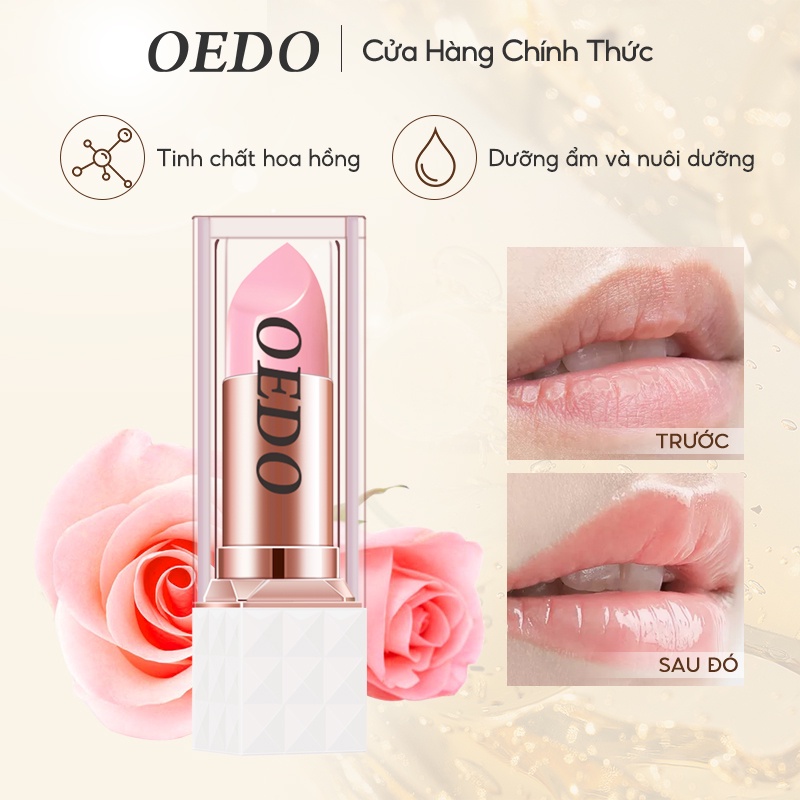 Son Dưỡng Môi OEDO Thay Đổi Màu Sắc Tinh Chất Hoa Hồng  chống lão hóa và Dưỡng ẩm Môi ẩm làm 3.5g