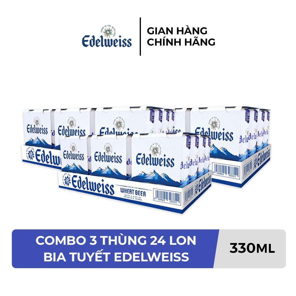 HỎA TỐC HCM - Combo 3 Thùng 24 lon Bia Tuyết - Edelweiss 330ml/lon