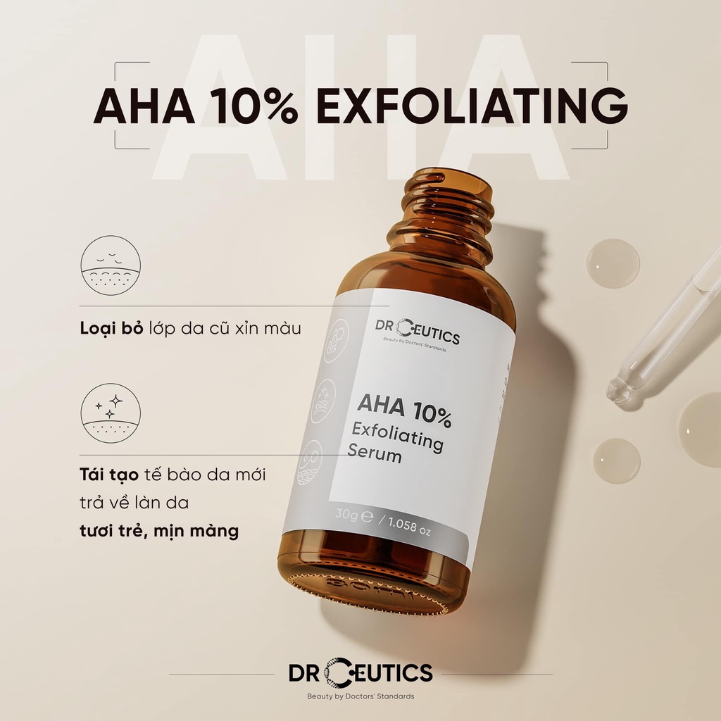 Tinh Chất Tẩy Tế Bào Chết Sáng Mịn Da DrCeutics AHA 10% Exfoliating Serum