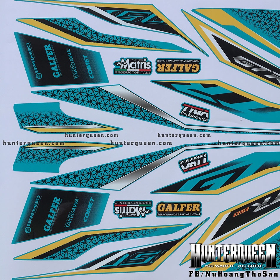 Tem rời xe Winner GTR xanh ngọc. Chất lượng cao, bền đẹp. Decal chế theo yêu cầu