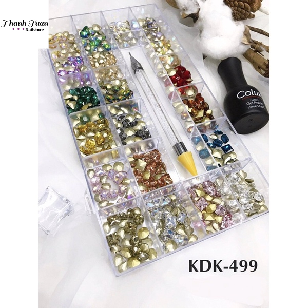 Khay đá khối mix size tặng kèm bút chấm đá 2 đầu Angelica- Phụ kiện đồ nail