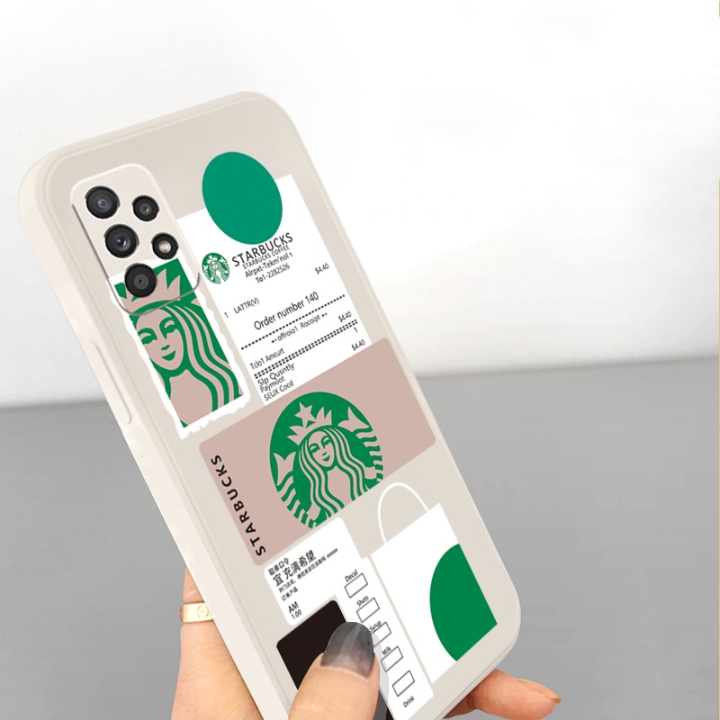 Ốp Điện Thoại Cạnh Vuông Mềm Hình Starbucks Cho Samsung Galaxy S22 Ultra S21 FE A33 A53 A73 A03S M32 M22