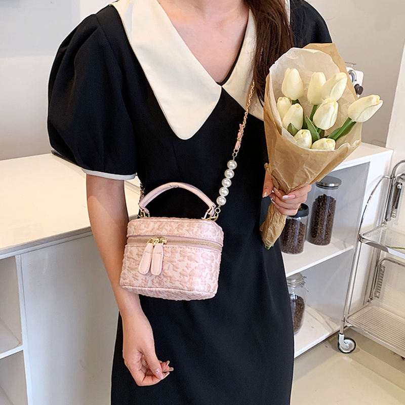 Túi Đeo Vai Có Khóa Kéo Đính Ngọc Trai Thời Trang Cho Nữ