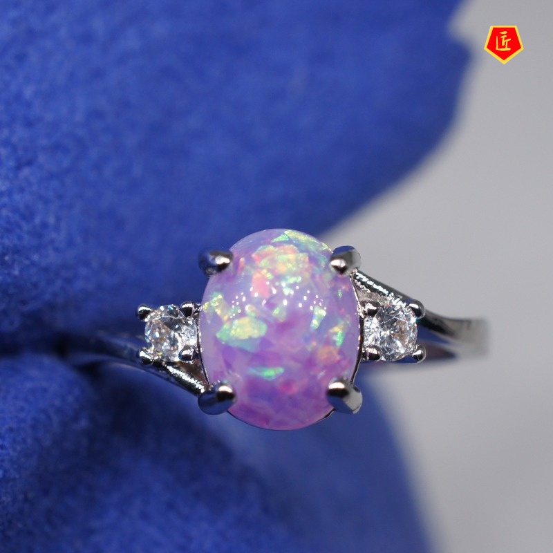 Nhẫn Đính Đá Opal Thiết Kế Đơn Giản Thời Trang Cho Nữ