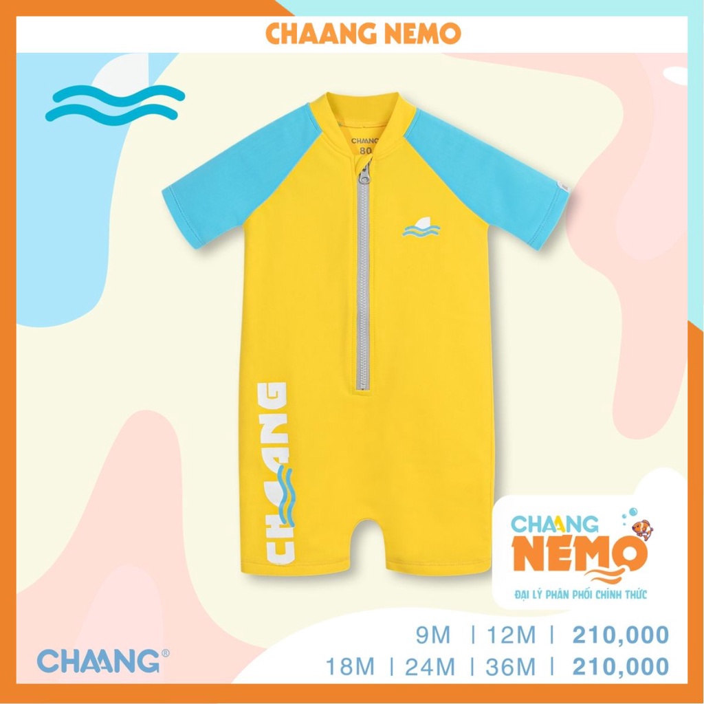 CHAANG Bộ bơi liền chaang vàng cho bé