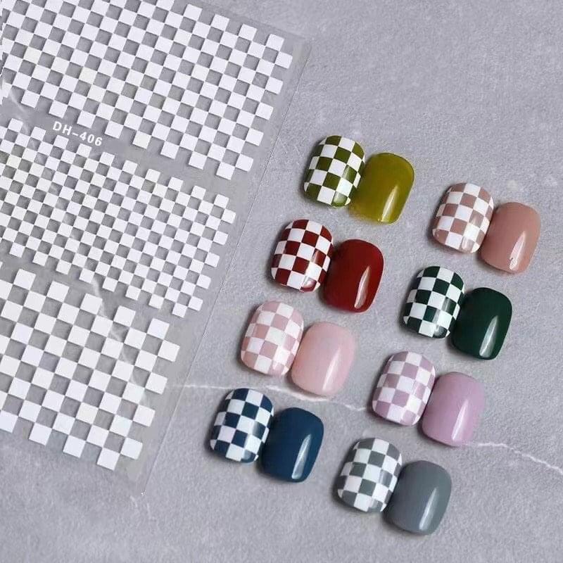 Sticker Dán Móng Kẻ Ca Rô