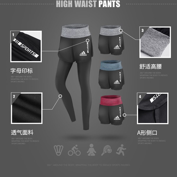 Adidas Bộ Đồ Thể Thao Áo Thun + Quần Short Lưng Cao Thoải Mái Thoáng Khí Cho Nữ