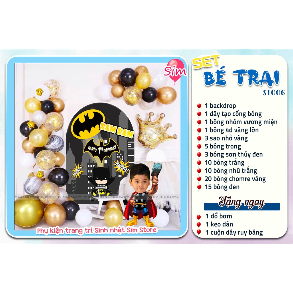 Set trang trí sinh nhật, trang trí thôi nôi, đầy tháng bé trai bé gái hot trend siêu dễ thương trọn bộ đầy đủ Simparty