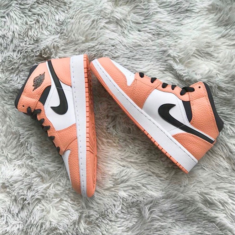 [Discount]AIR JORDAN 1 AJ1 MID Pink Quartz Zhongbang Black and White Powder Pink Toe High-top Women's Basketball Shoes 555112-603