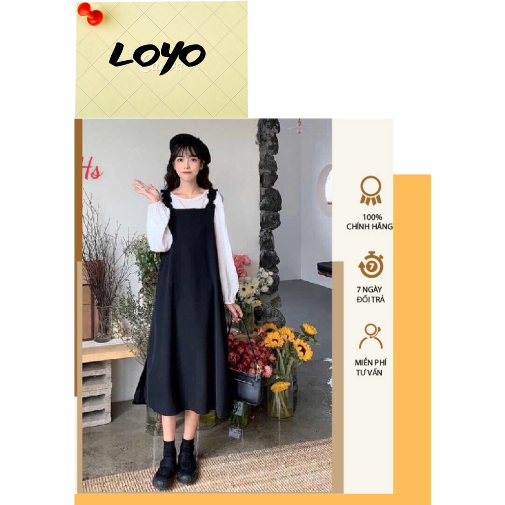 Set váy yếm nhung nhỏ xẻ tà sp00670