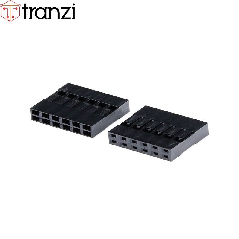 Vỏ header 2.54mm dupont 2x6P 14mm đen - túi 10 cái