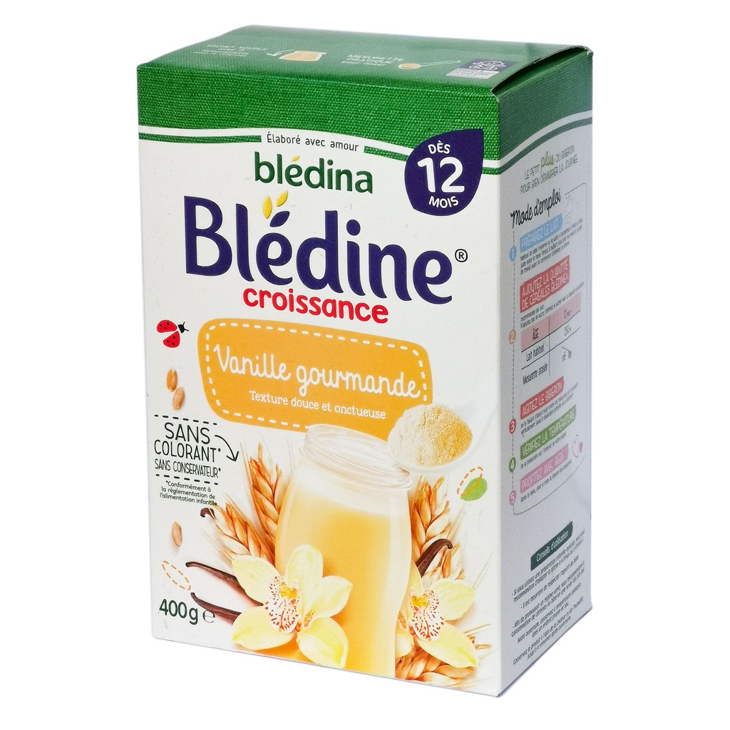 Ngũ Cốc Pha Sữa Blédine Croissance Vanille Gourmande 12m+ Hộp 400g