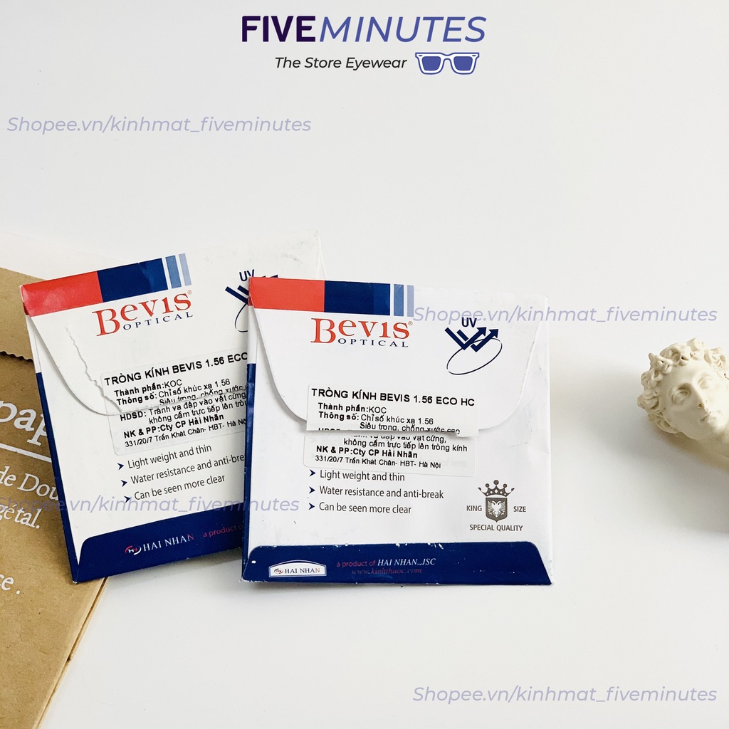Tròng kính cận chống xước Fivemintes ( 0 - 6 độ ), Chiết suất 1.56