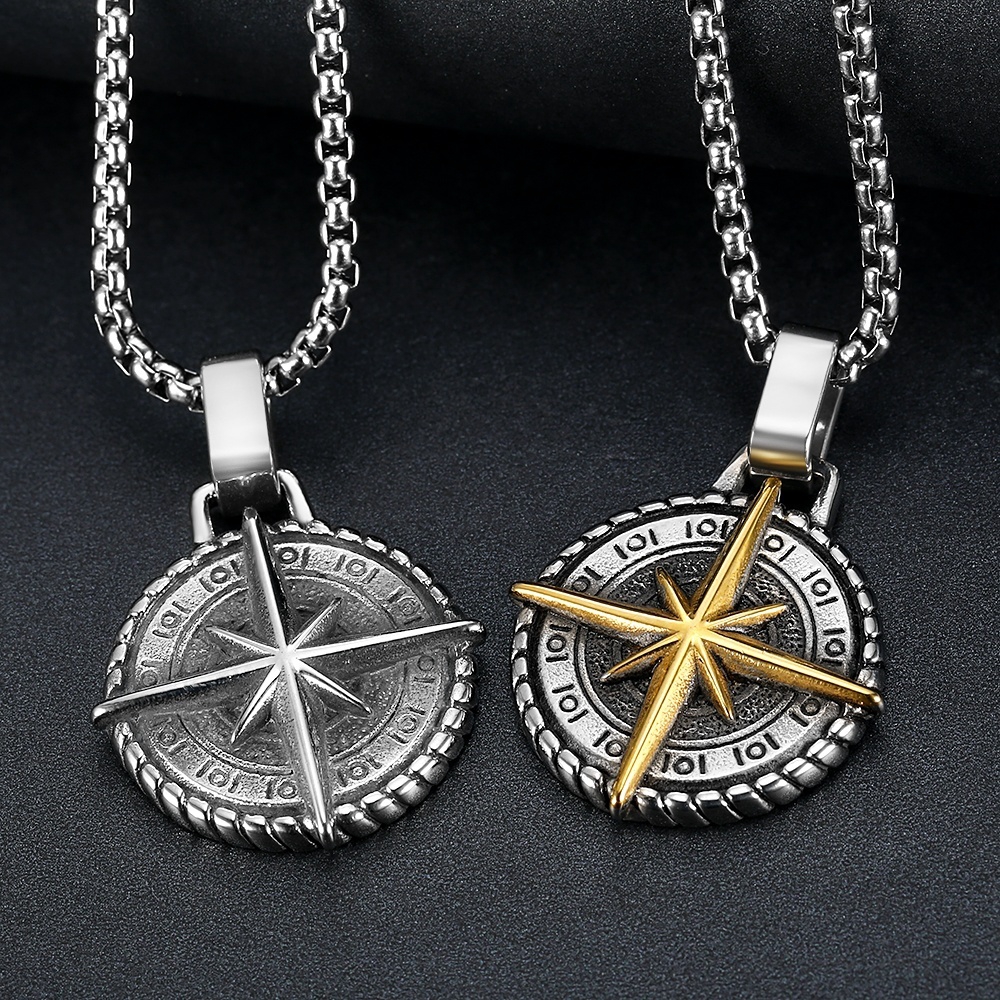 Thời trang mát mẻ thép không gỉ Bắc Viking Mặt dây chuyền La bàn