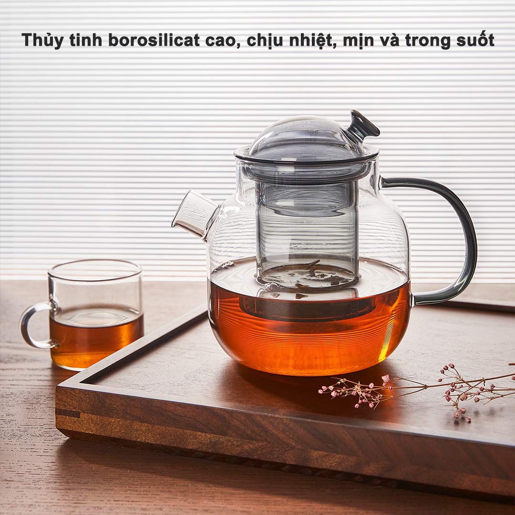 Bình pha trà thủy tinh có lõi lọc 680ml PINZTEA