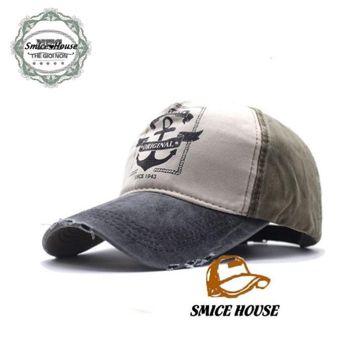 NÓN LƯỠI TRAI RÁCH CÁ TÍNH MŨ JEANS RÁCH MỎ NEO BỤI BẶM