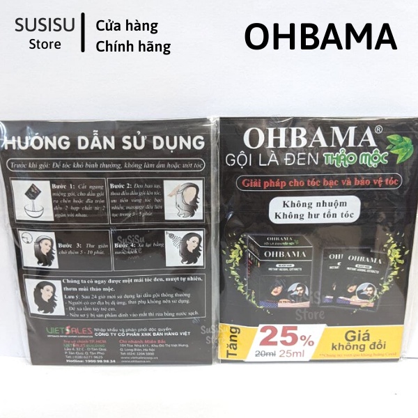 Dầu gội nhuộm tóc tại nhà Gội Là Đen OHBAMA Black Hair Instant Wash 20ml (thuốc nhuộm tóc đen)