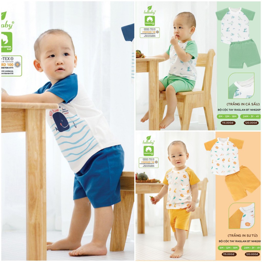 Bộ cộc tay raglan bé trai lullaby nh626p - ảnh sản phẩm 1