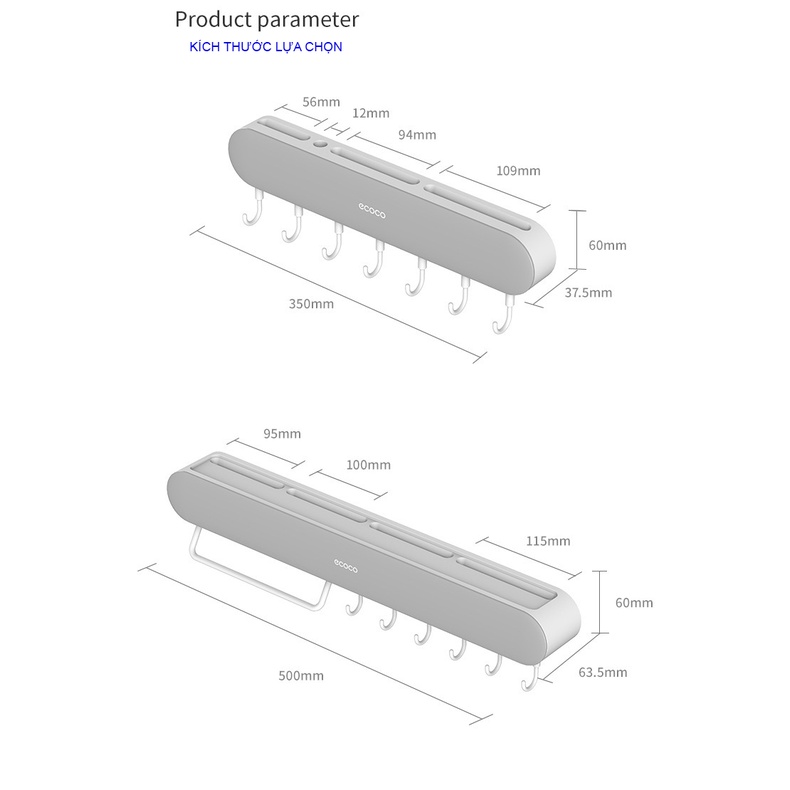Giá kệ dao nhà bếp treo tường Ecoco E2028 sang trọng cao cấp, loại dài 500mm