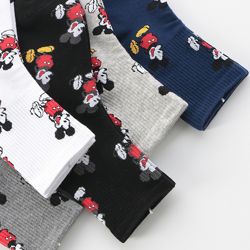 Set 5 tất cổ cao Mivino vớ nam nữ hoạ tiết Mickey đáng yêu TN81