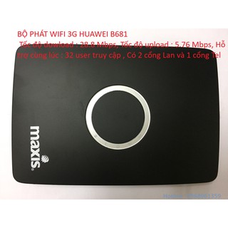 BỘ PHÁT WIFI 3G HUAWEI B681 CHO XE KHÁCH, VĂN PHÒNG TỐC ĐỘ 28.8 MBPS, CÓ CỔNG LAN