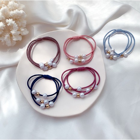 set 3 dây buộc tóc lồng hạt châu nhân tạo siêu chắc siêu tiện dụng cho bạn gái