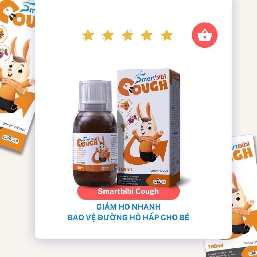 Siro ho cho bé Smartbibi Cough 100ml - Hỗ trợ giảm ho, bảo vệ họng, tăng đề kháng hô hấp cho trẻ 6 tháng tuổi trở lên.