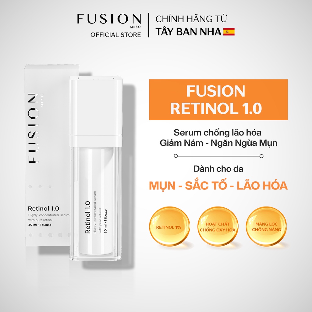 Tinh chất chống lão hóa sáng da ngừa mụn Fusion Retinol 1.0 30ml