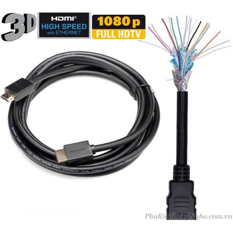 Dây cáp HDMI cao cấp hỗ trợ Ethernet + 4k*2k chính hãng Ugreen 10109 dài 5M - Hàng Chính Hãng Bảo Hành 18 Tháng