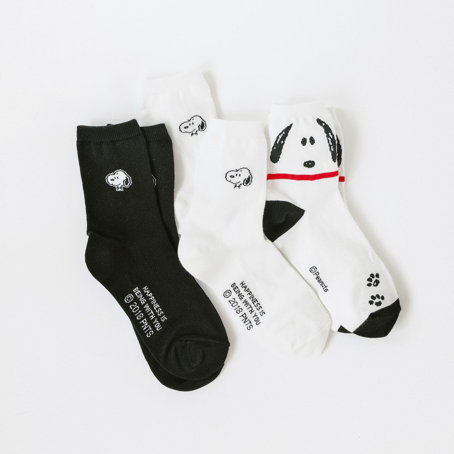 JUST SNOOPY - Tất vớ cao cổ unisex nhân vật hoạt hình chú chó Snoopy, bản quyền Peanuts, nhập khẩu Hàn Quốc